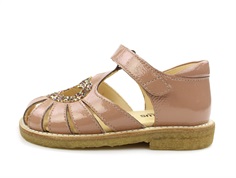 Angulus dark peach sandal med hjerte, glitter og lak